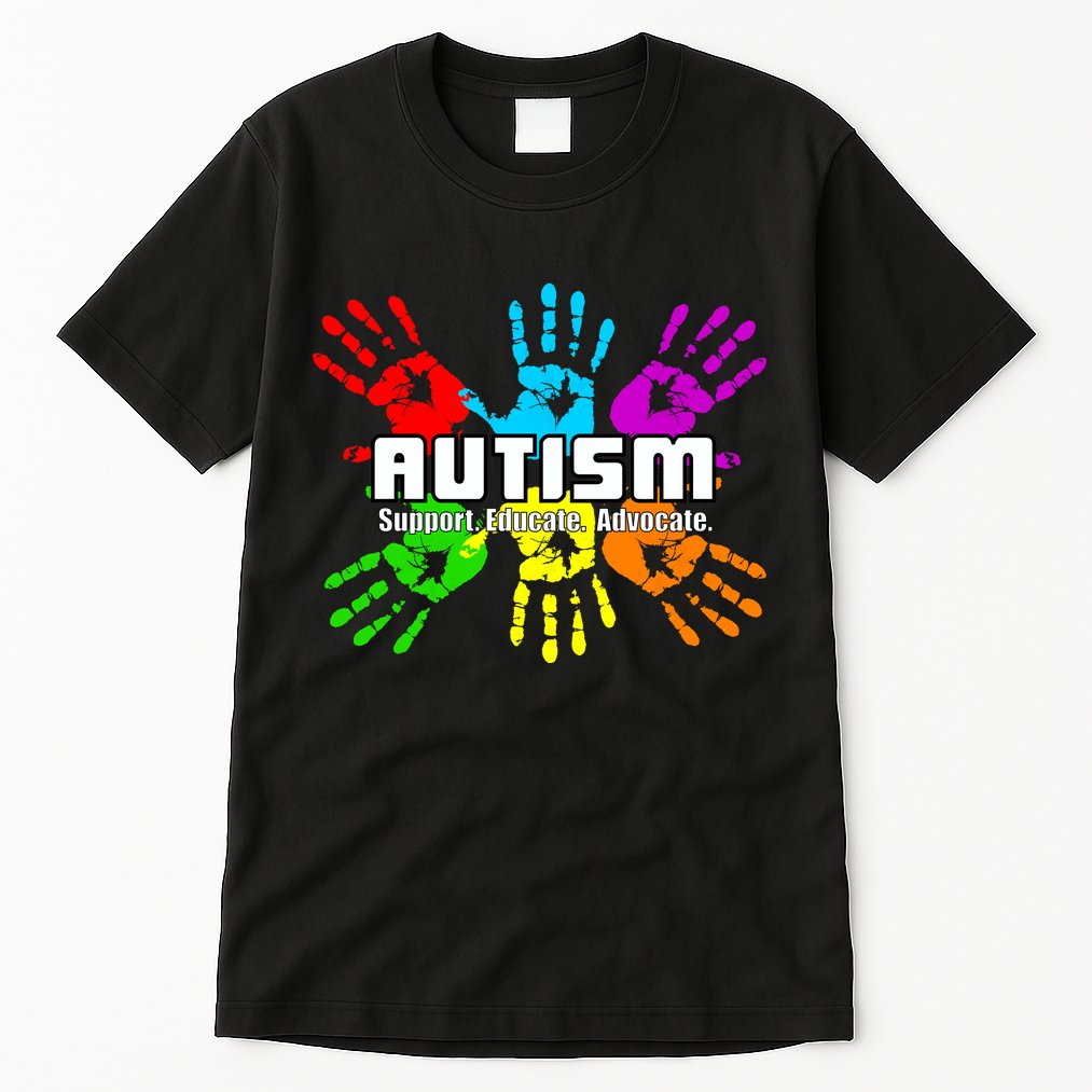 Support Educate Advocate Autism Handprint Tall T-Shirt