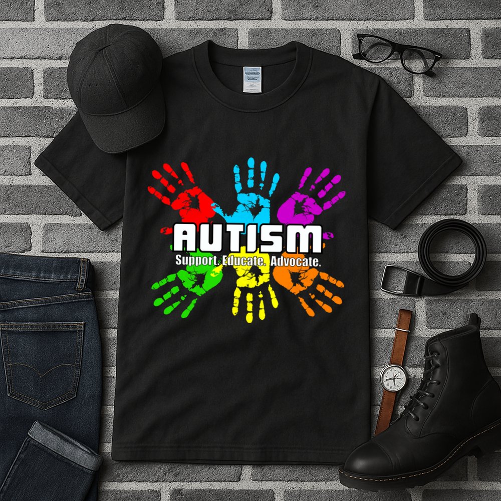 Support Educate Advocate Autism Handprint Tall T-Shirt