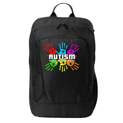 Support Educate Advocate Autism Handprint City Backpack