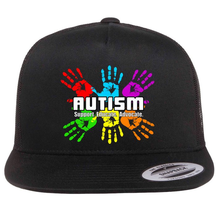 Support Educate Advocate Autism Handprint Flatbill Hat
