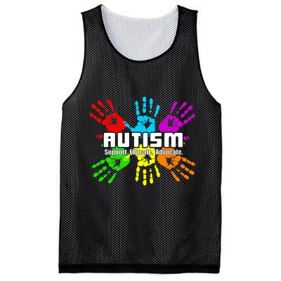 Support Educate Advocate Autism Handprint Mesh Reversible Basketball Jersey Tank