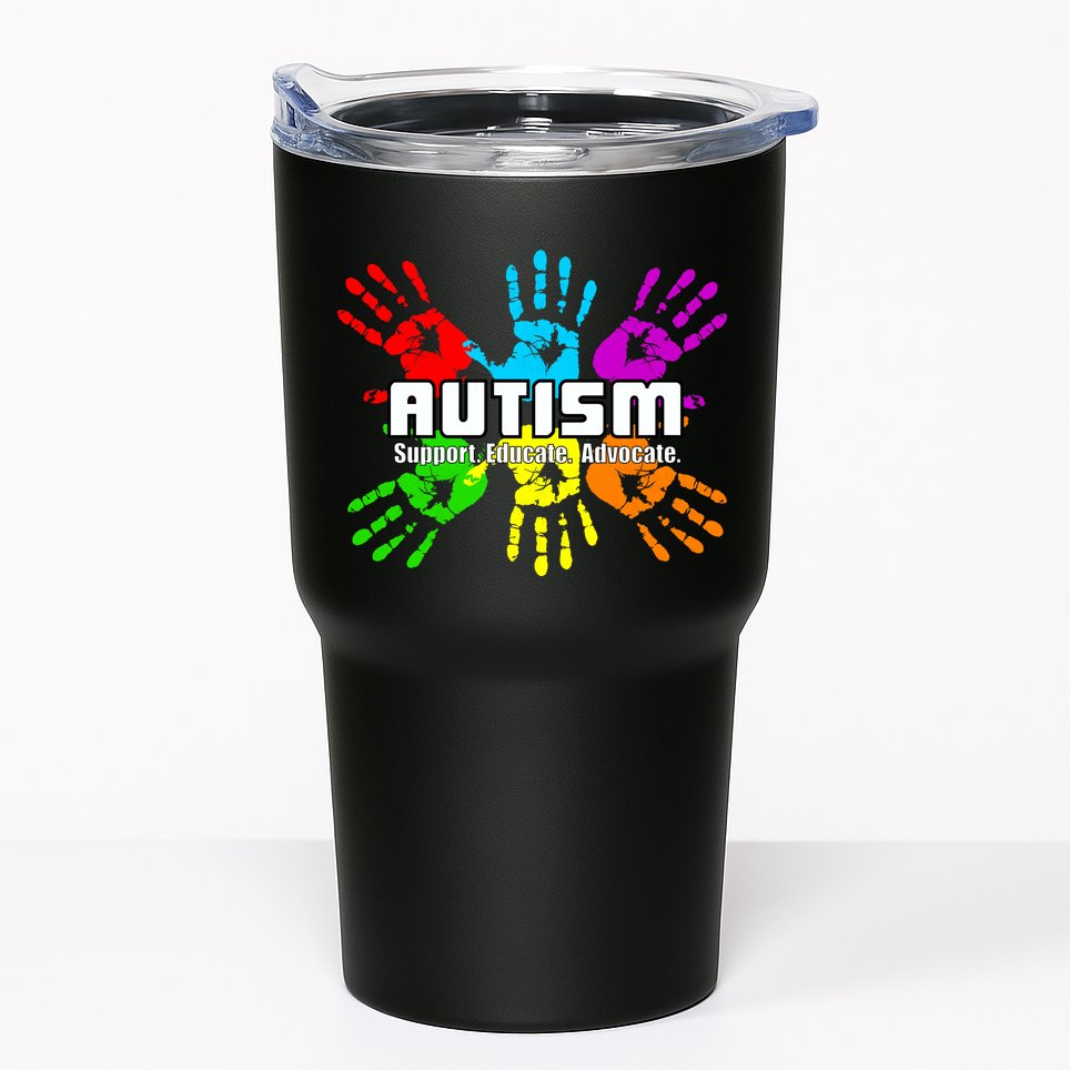 Support Educate Advocate Autism Handprint Tumbler
