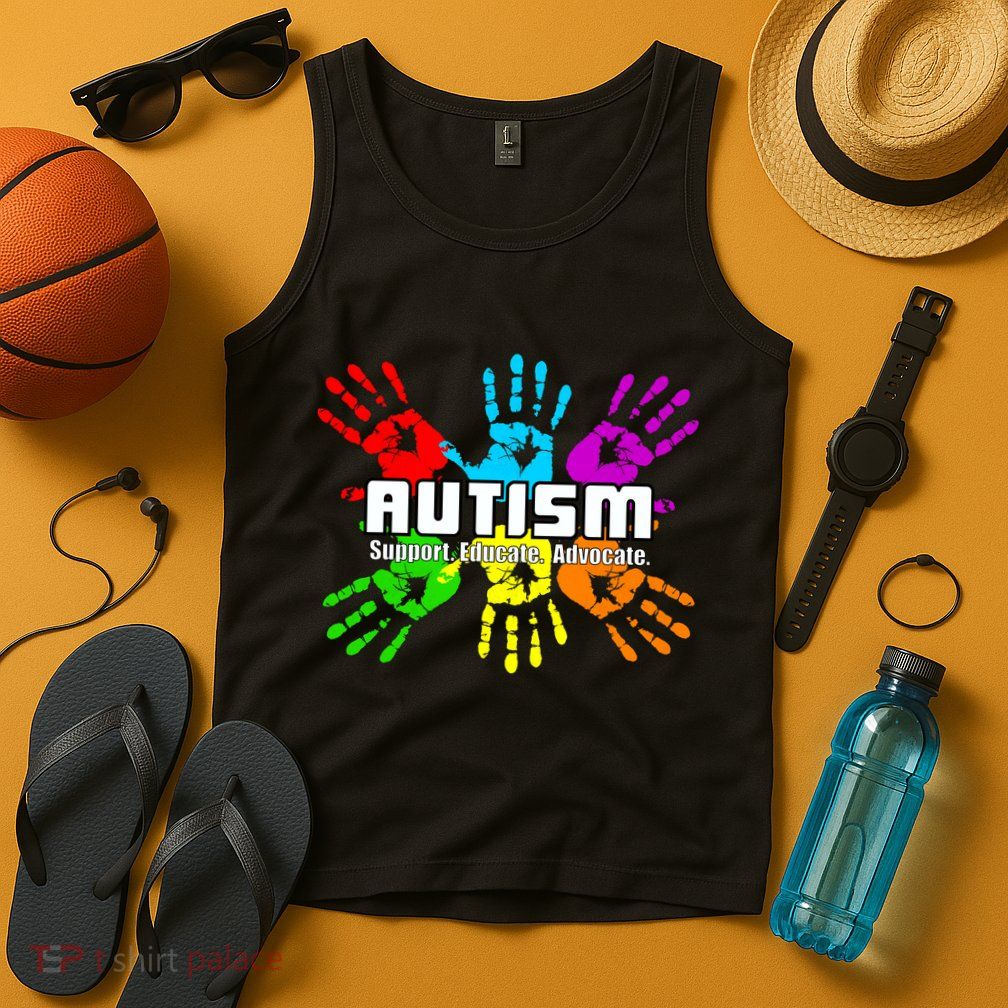 Support Educate Advocate Autism Handprint Tank Top