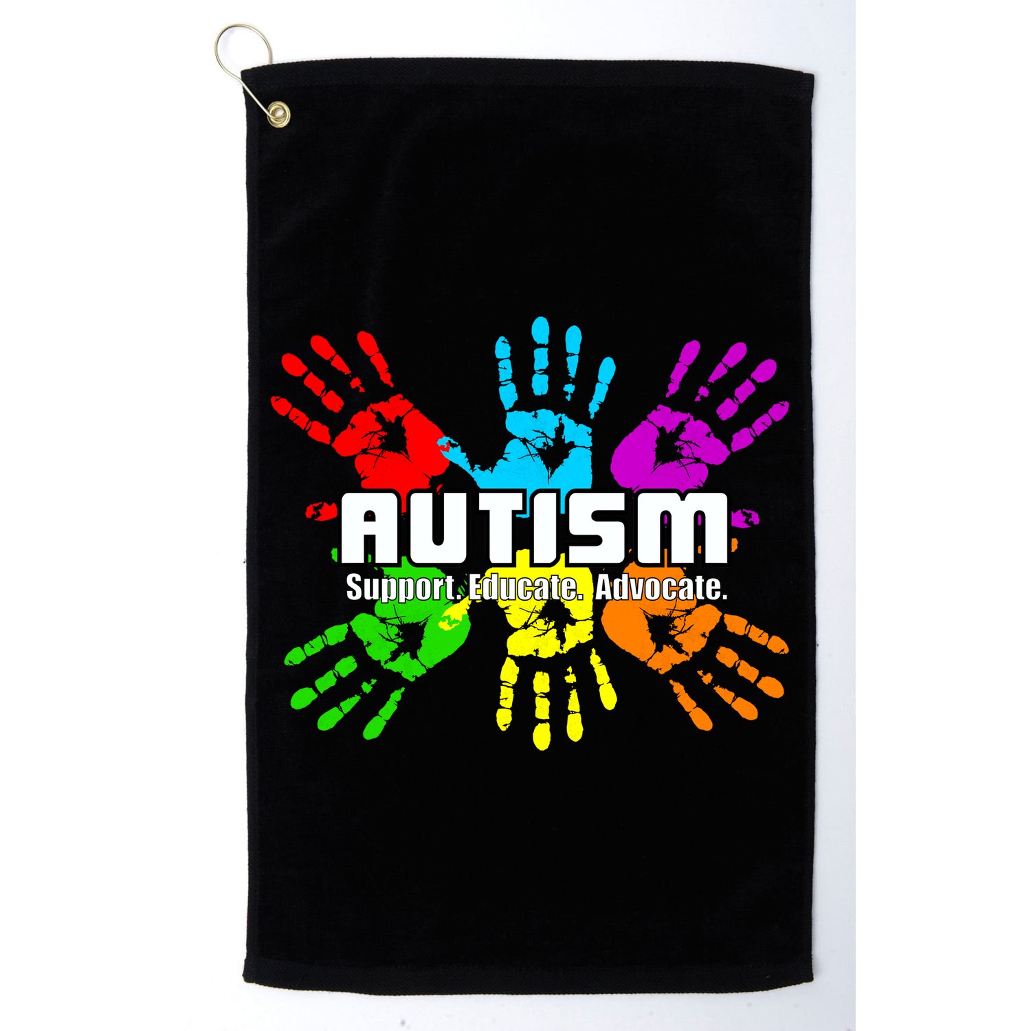 Support Educate Advocate Autism Handprint Golf Towel
