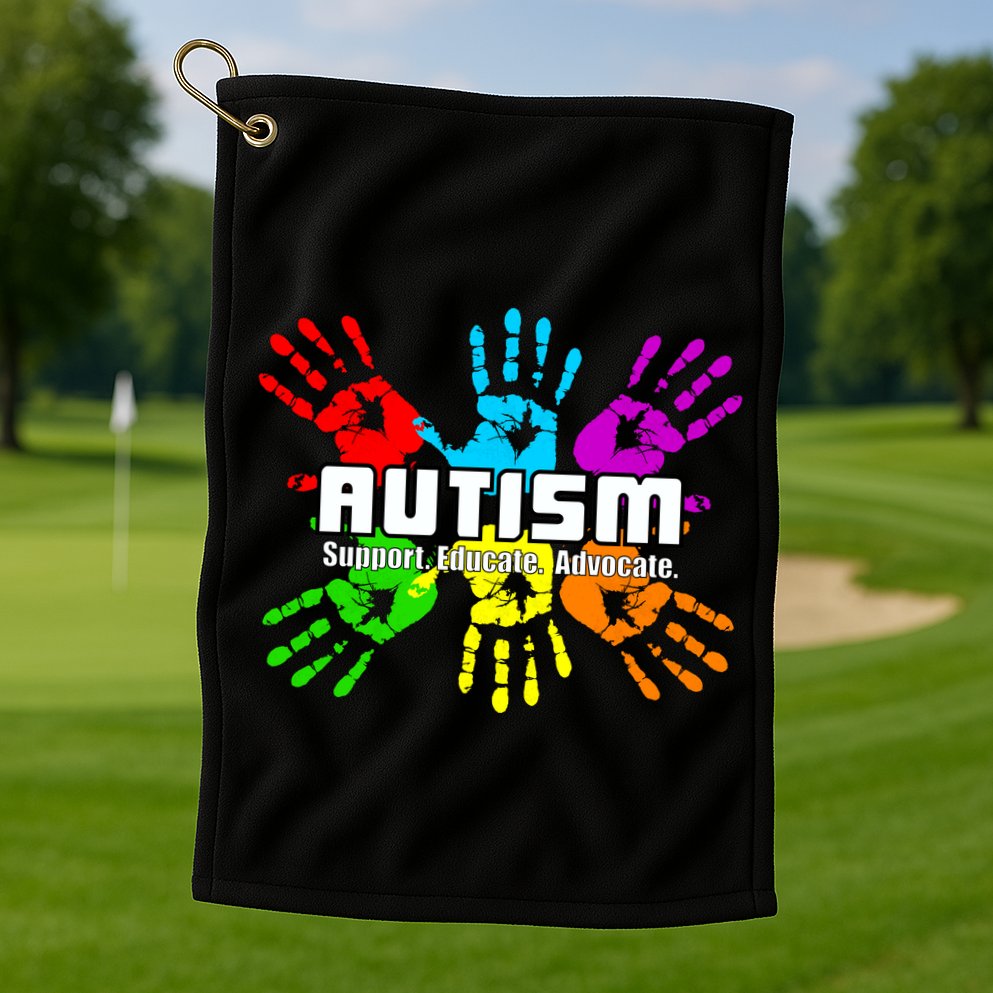 Support Educate Advocate Autism Handprint Golf Towel