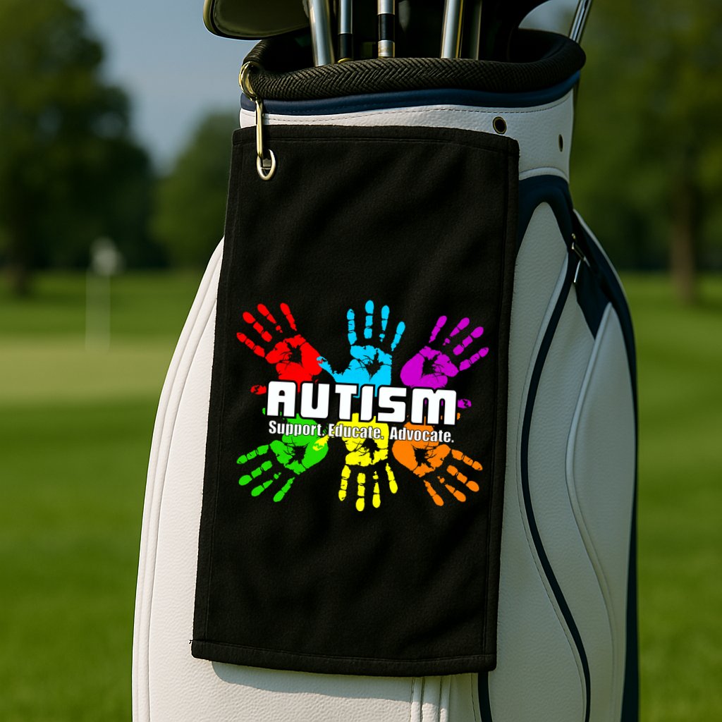 Support Educate Advocate Autism Handprint Golf Towel