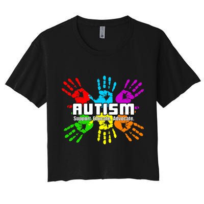 Support Educate Advocate Autism Handprint Crop Top