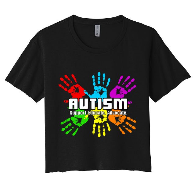 Support Educate Advocate Autism Handprint Crop Top