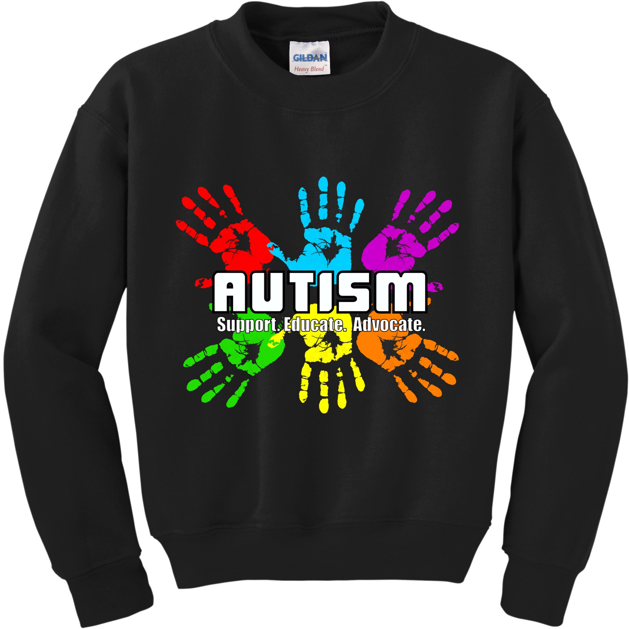 Support Educate Advocate Autism Handprint Kids Sweatshirt