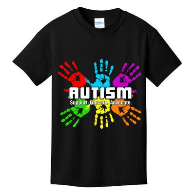 Support Educate Advocate Autism Handprint Kids T-Shirt