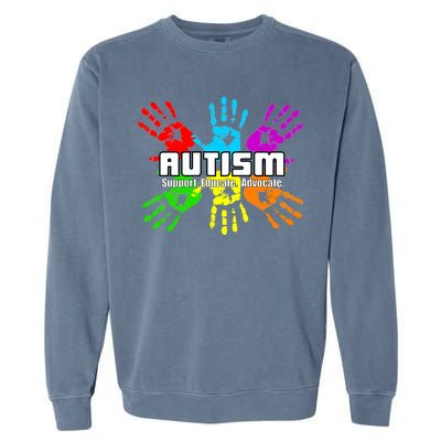 Support Educate Advocate Autism Handprint Garment-Dyed Sweatshirt