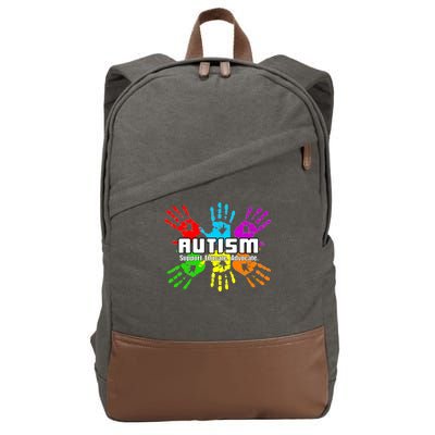 Support Educate Advocate Autism Handprint Cotton Canvas Backpack