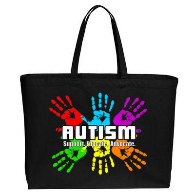 Support Educate Advocate Autism Handprint Cotton Canvas Jumbo Tote