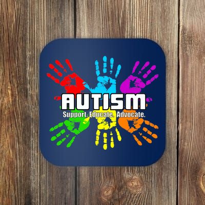 Support Educate Advocate Autism Handprint Coaster