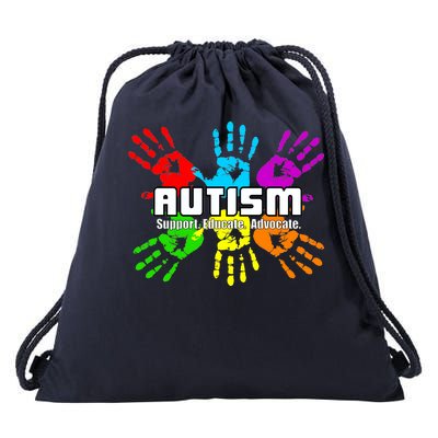 Support Educate Advocate Autism Handprint Drawstring Bag