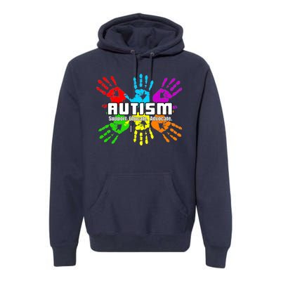 Support Educate Advocate Autism Handprint Premium Hoodie