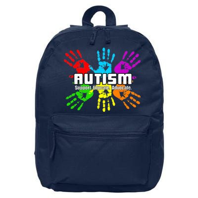 Support Educate Advocate Autism Handprint 16 in Basic Backpack