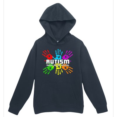 Support Educate Advocate Autism Handprint Urban Pullover Hoodie