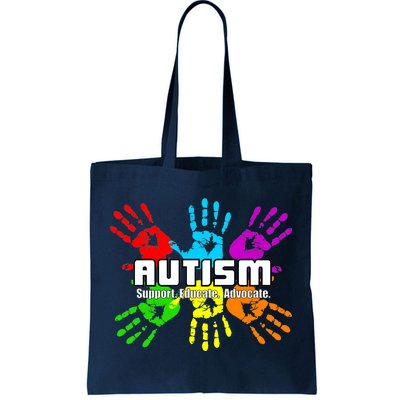 Support Educate Advocate Autism Handprint Tote Bag