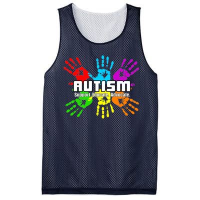 Support Educate Advocate Autism Handprint Mesh Reversible Basketball Jersey Tank