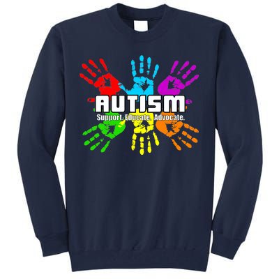 Support Educate Advocate Autism Handprint Tall Sweatshirt