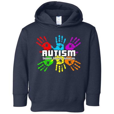 Support Educate Advocate Autism Handprint Toddler Hoodie