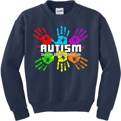 Support Educate Advocate Autism Handprint Kids Sweatshirt