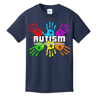 Support Educate Advocate Autism Handprint Kids T-Shirt