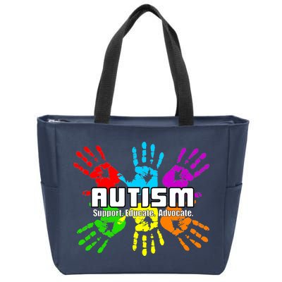 Support Educate Advocate Autism Handprint Zip Tote Bag