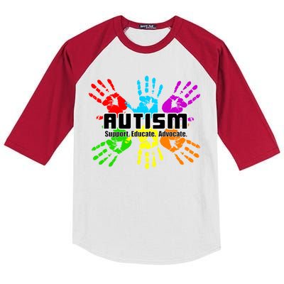 Support Educate Advocate Autism Handprint Kids Colorblock Raglan Jersey