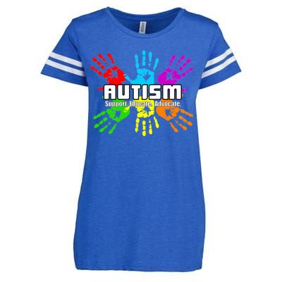 Support Educate Advocate Autism Handprint Enza Ladies Jersey Football T-Shirt