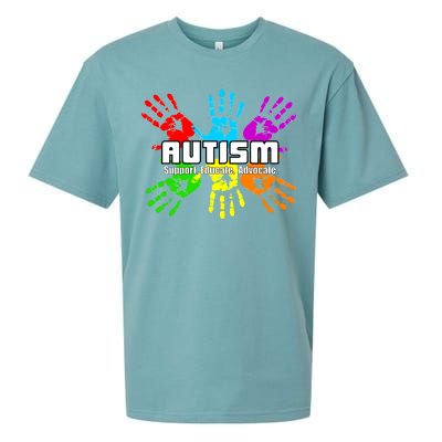 Support Educate Advocate Autism Handprint Sueded Cloud Jersey T-Shirt