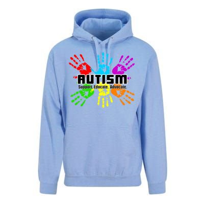 Support Educate Advocate Autism Handprint Unisex Surf Hoodie