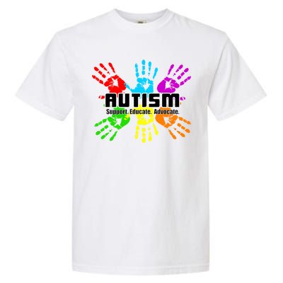 Support Educate Advocate Autism Handprint Garment-Dyed Heavyweight T-Shirt