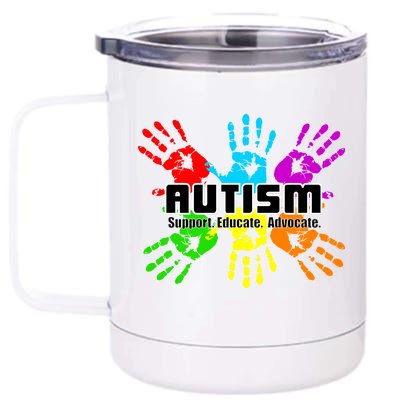 Support Educate Advocate Autism Handprint 12 oz Stainless Steel Tumbler Cup