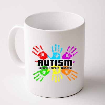 Support Educate Advocate Autism Handprint Coffee Mug