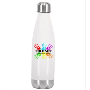 Support Educate Advocate Autism Handprint Stainless Steel Insulated Water Bottle