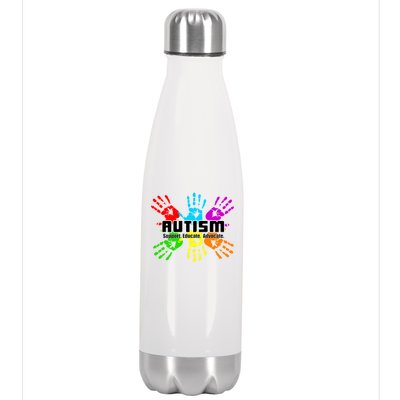 Support Educate Advocate Autism Handprint Stainless Steel Insulated Water Bottle