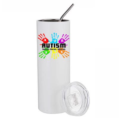 Support Educate Advocate Autism Handprint Stainless Steel Tumbler