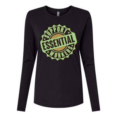 Support Essential Workers Womens Cotton Relaxed Long Sleeve T-Shirt