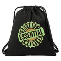 Support Essential Workers Drawstring Bag