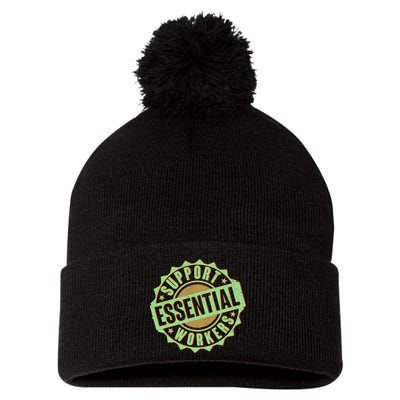 Support Essential Workers Pom Pom 12in Knit Beanie