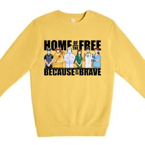 Support Frontline Workers Home Of The Free Premium Crewneck Sweatshirt