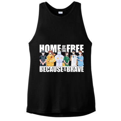 Support Frontline Workers Home Of The Free Ladies PosiCharge Tri-Blend Wicking Tank