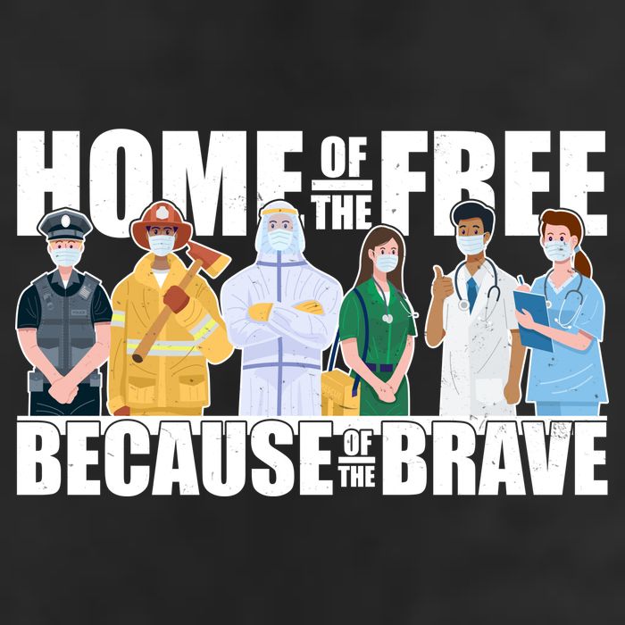 Support Frontline Workers Home Of The Free Garment-Dyed Fleece Hoodie
