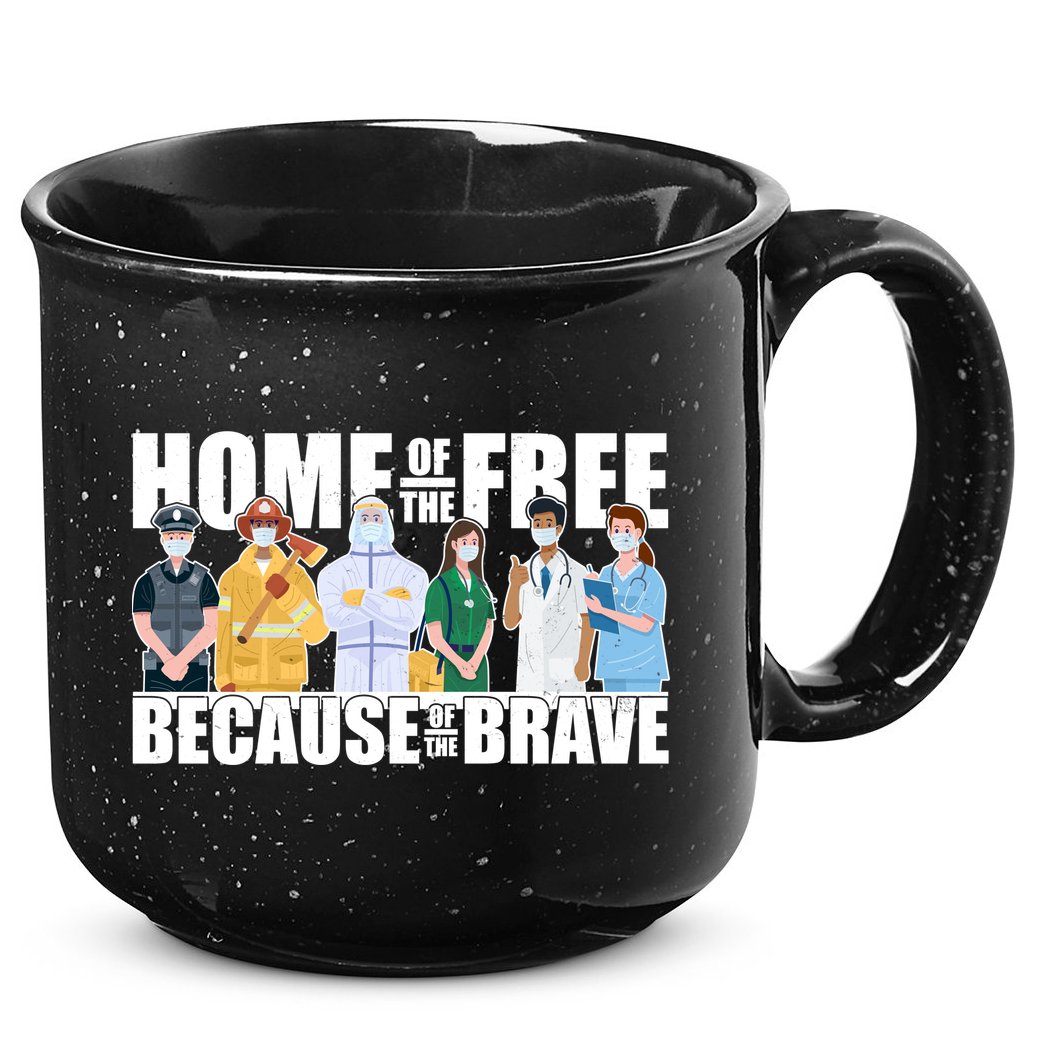 Support Frontline Workers Home Of The Free 15oz Campfire Ceramic Mug
