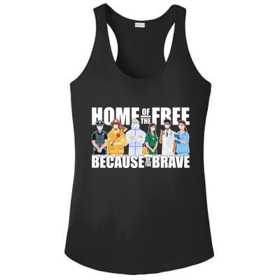 Support Frontline Workers Home Of The Free Ladies PosiCharge Competitor Racerback Tank