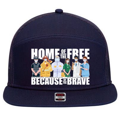 Support Frontline Workers Home Of The Free 7 Panel Mesh Trucker Snapback Hat