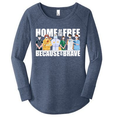 Support Frontline Workers Home Of The Free Women's Perfect Tri Tunic Long Sleeve Shirt