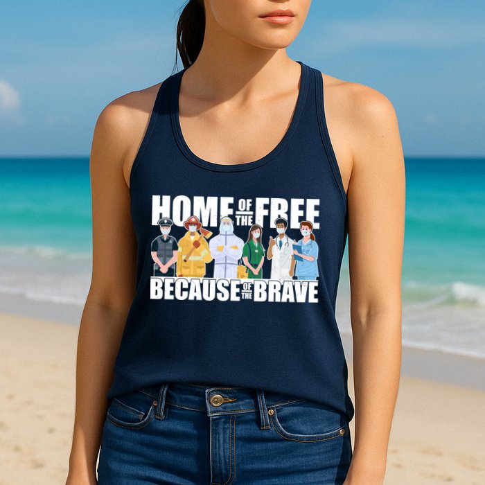 Support Frontline Workers Home Of The Free Womens Tank Top